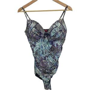 Spanx Blue Nile Bra-llelujah One Piece Slimming Molded Cup Swimsuit Size 12 D/DD
